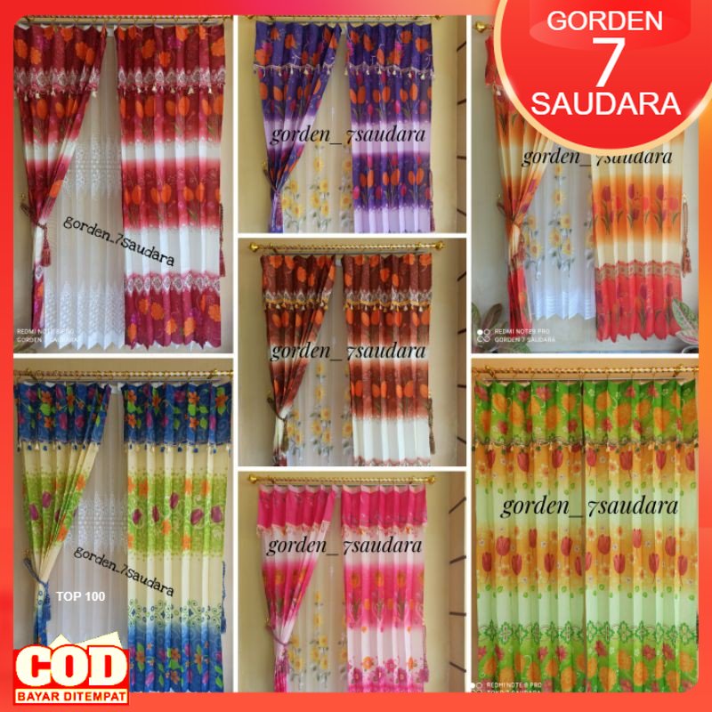 Tirai Jendela Murah Gorden Pintu Motif Bunga Korden Cendela Minimalis Poni Terbaru Terlaris 2023 COD