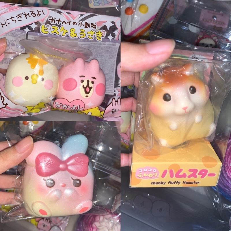 flash sale squishy licensed murah(ibloom chigiri, kanahei sharebread, ibloom hamster, ibloom harajuk