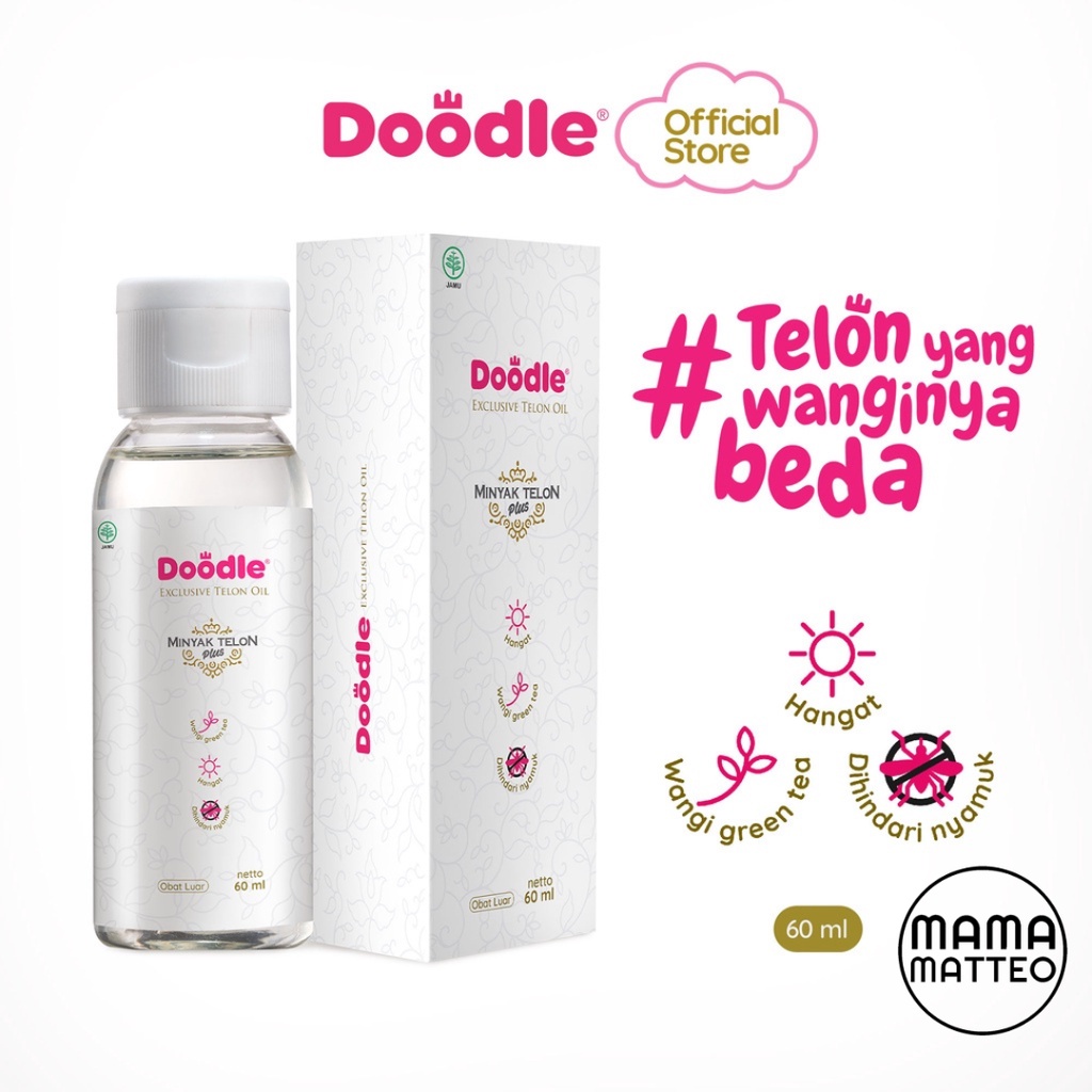 MINYAK TELON DOODLE GREEN TEA untuk bayi anak Travel Size 60mL (GRATIS BUBBLE) doodle travel wangi greentea / BANDUNG