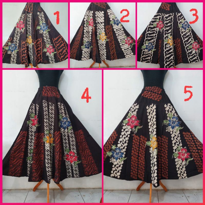Rok panjang batik tulis kombinasi cap klok payung tebal kualitas premium fit to XXL pinggang karet