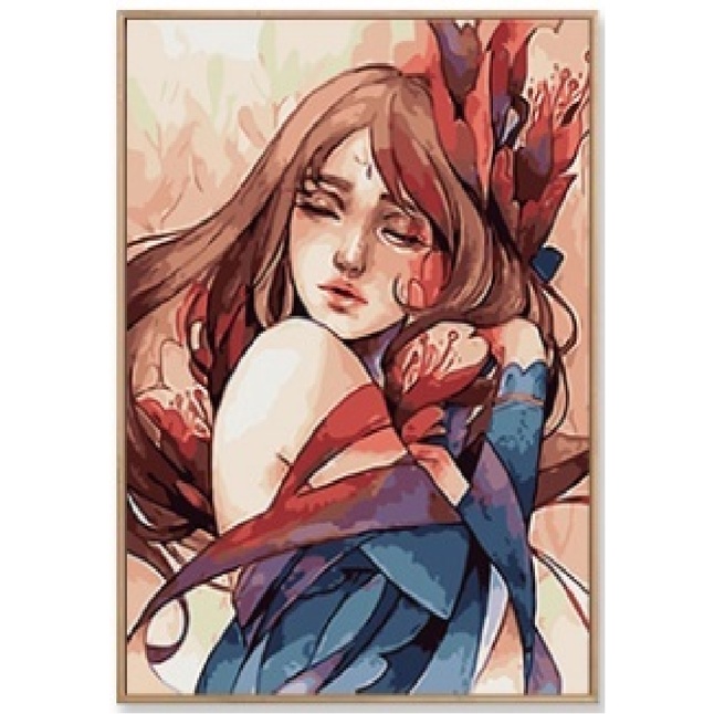 

RK [WITH FRAME] Paint By Number Set 40 x 50 cm Girl Series / DIY Painting Kit Numbers Lukis Canvas