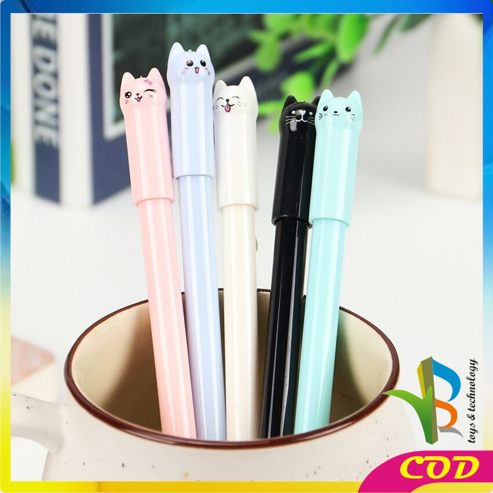 RB-A14 Pulpen Gel Karakter Kartun Kucing Pena Unik Bolpen Motif Kucing Stationary Alat Tulis Murah