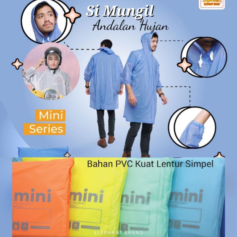 Jas Hujan Ponco Lengan Mini Gajah Elephant Brand