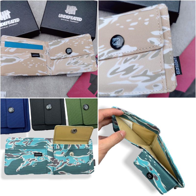 Undefeated Men's Canvas Durable Bifold Card Holders Wallet With Snap Button Coin Pocket