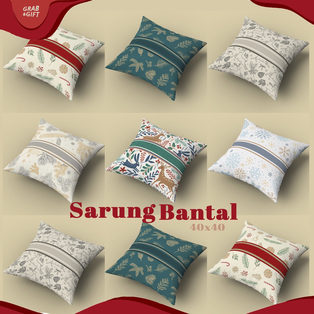 SARUNG Bantal Sofa Print Motif Natal Christmas Edition / Edisi Natal 40x40 cm Pattern Minimalis