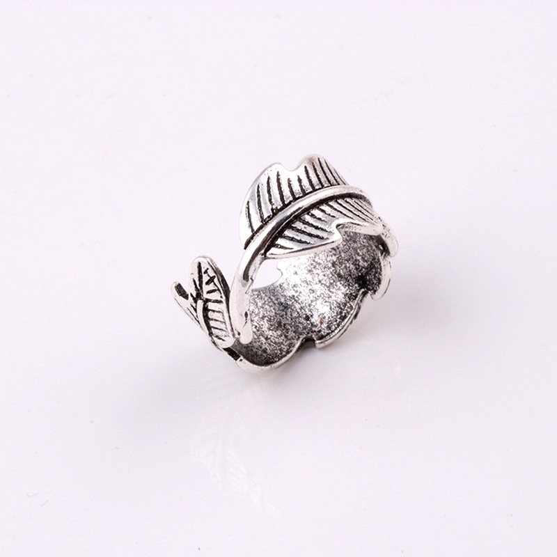 Cincin Model Terbuka Desain Bulu Gaya Retro Eropa Amerika Untuk Pria Dan Wanita