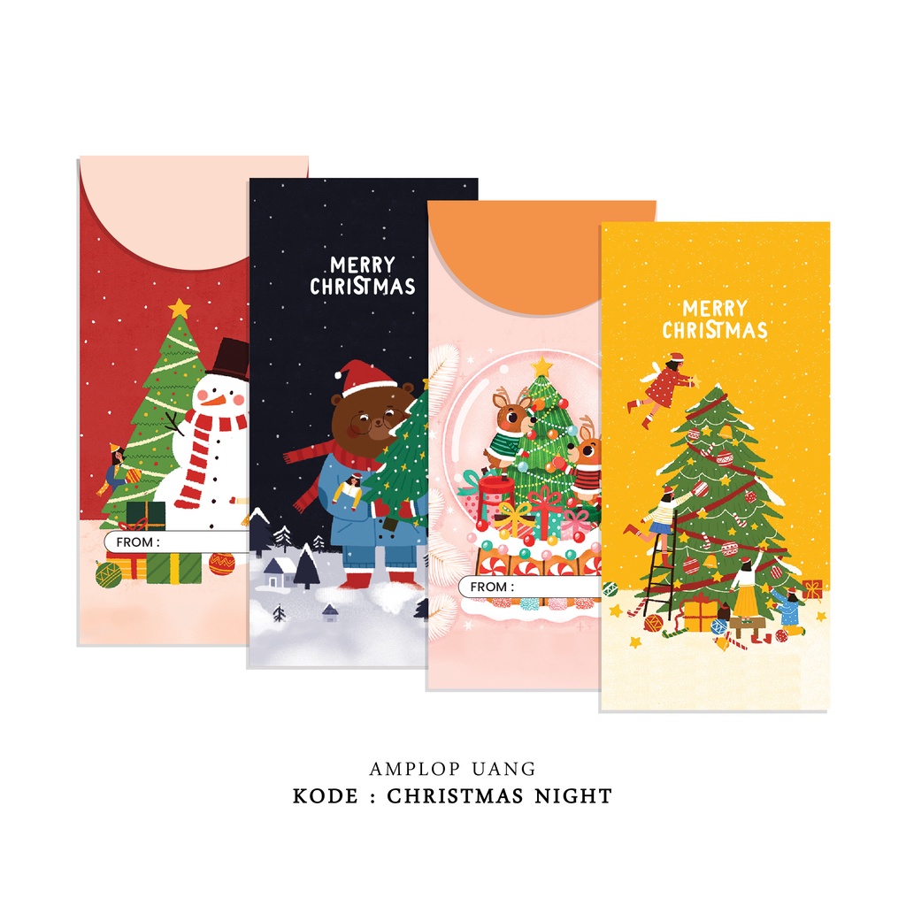 

(ISI 8 PCS) AMPLOP NATAL CUSTOM NAMA | ANGPAU CHRISTMAS PREMIUM - CHRISTMAS NIGHT SET