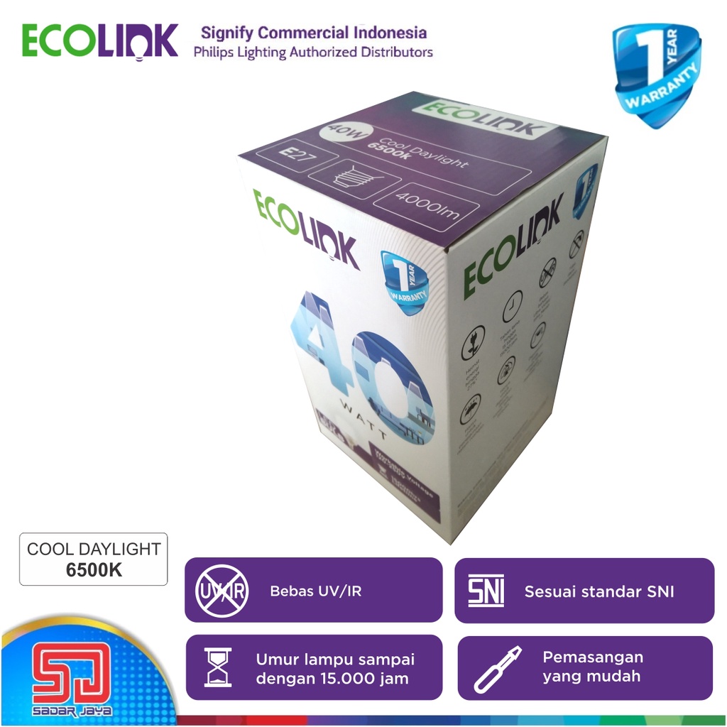 ECOLINK Lampu 40W LED Capsule 40Watt Bulb Bohlam 40 Watt - 6500K Cool Daylight Putih