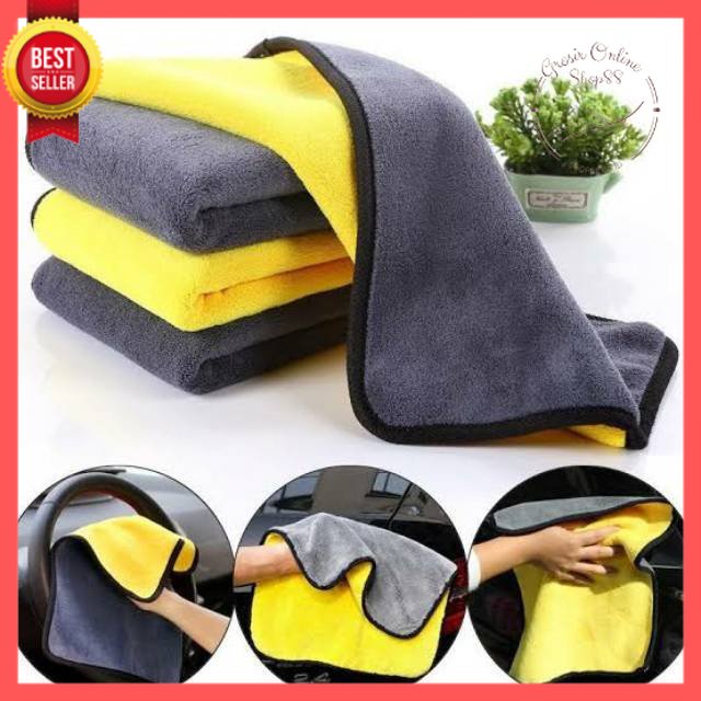 GOS A102 - KAIN LAP KUNING 2 SISI MICROFIBER / KAIN LAP MOBIL MOTOR SERBAGUNA 2 SISI