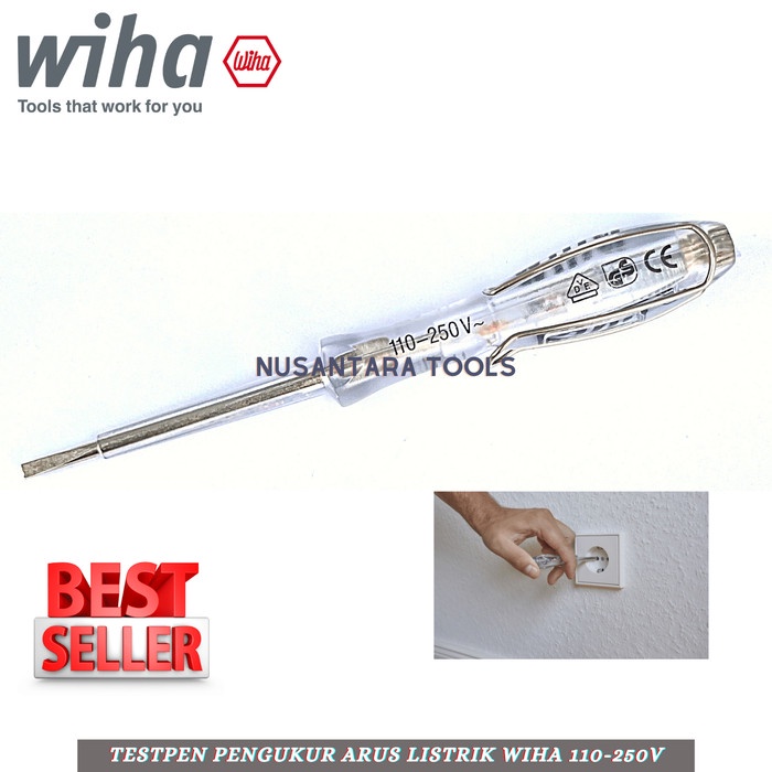 Obeng Tespen Listrik 3.0 X 60mm WIHA Test pen Screwdriver Premium WIHA
