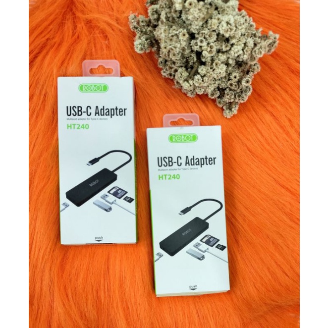 HUB TIPE C Robot HT240 USB Type-C HUB 5in1 Card Reader SD Card / Micro SD USB