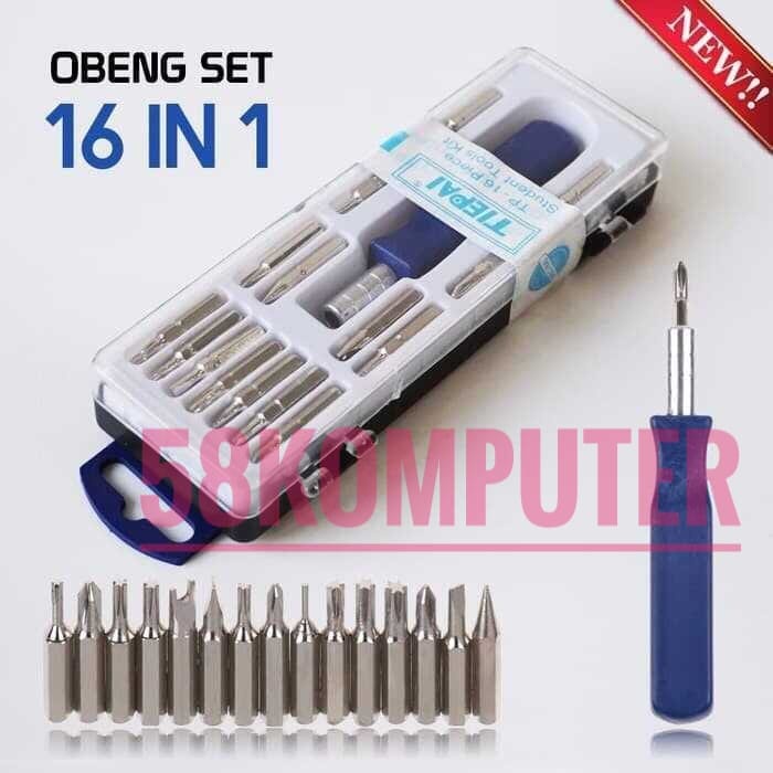 Peralatan Reparasi HP Smartphone Obeng Full Set Lengkap 16 in 1 Kokoh Tahan Lama Alat Perkakas Servis Handphone Gadget Komplit Serbaguna Multifungsi Repair Tools Kit