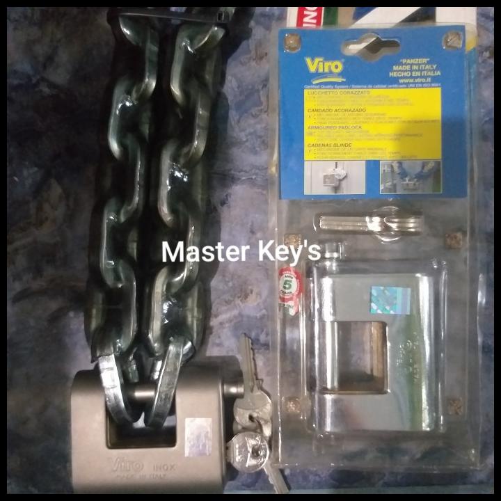 Promo Gembok Viro Panzer 87Mm + Rantai Baja 80Cm