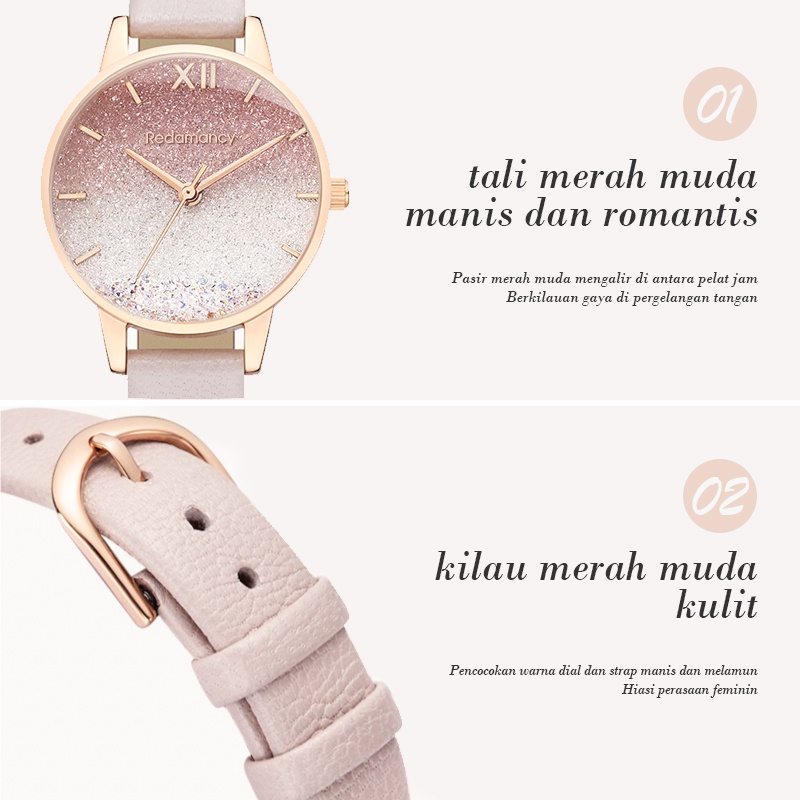 Redamancy Original Jam Tangan Wanita Kecil Anti Air Analog Fashion Kasual Jam Tangan Tali Kulit