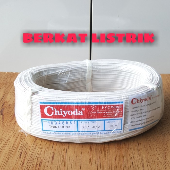 Kabel Serabut Twin Round 2X10 Chiyoda Putih 100M Cod