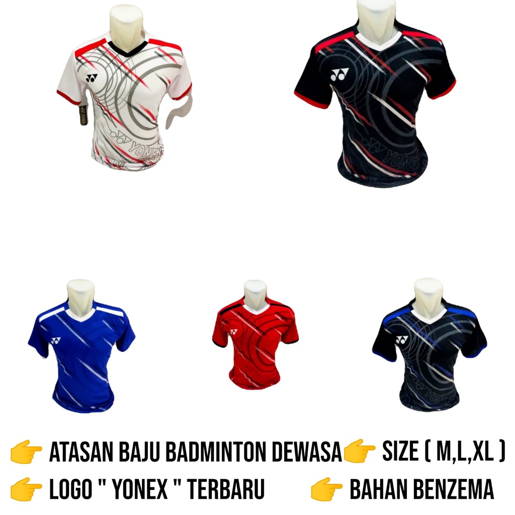 ( FREE SABLON NAMA ) Baju atasan olaharaga dewasa kaos badminton bulutangkis voli tenis meja sepak bola futsal motif terbaru