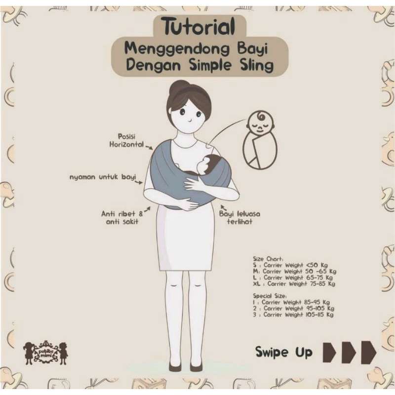 Geos Petite Mimi Polos / Gendongan Bayi / Simple Sling