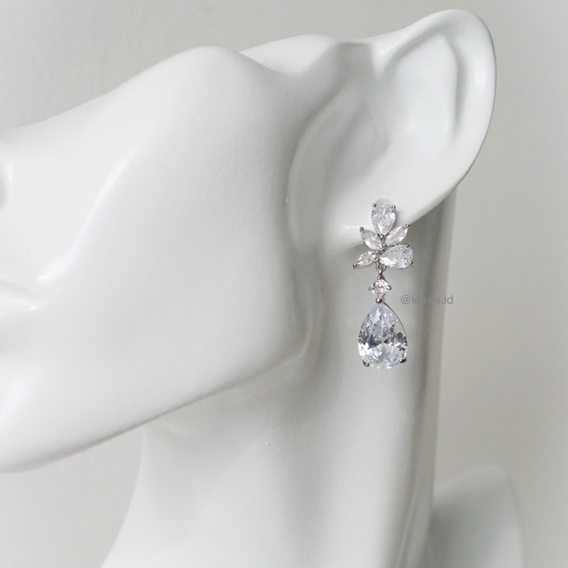 WINSTON | Wedding Collection - Zirconia Dangle Stud Earrings - Anting Bridal Tusuk Wanita Korea