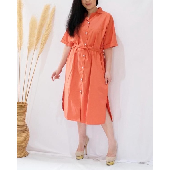 DRESS BUSUI BUMIL FRIENDLY CASUAL PREMIUM DRESS POLOS MIDI DRESS - Hitam