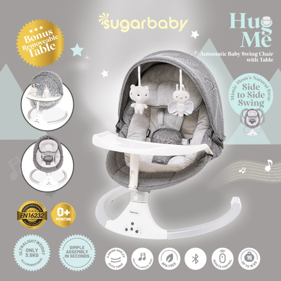 Sugarbaby HUG ME Automatic Baby Swing CHAIR with Table | Kursi Ayunan