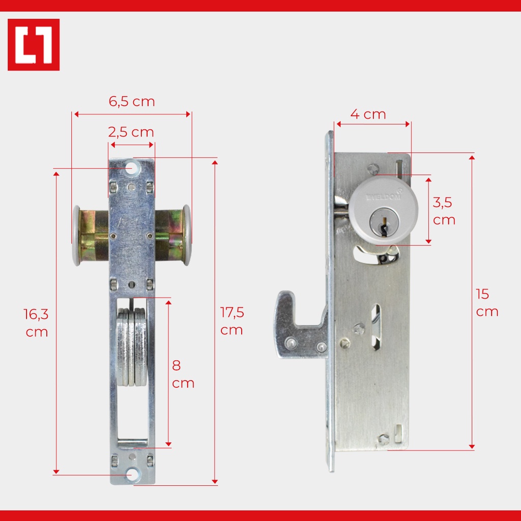 Kunci Pintu Swing Sliding Geser Aluminium 1 Set Besar 6128 - Weldom