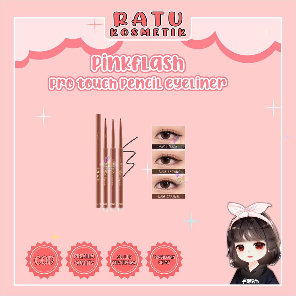 ❤ RATU ❤ Pinkflash Pro Touch Pencil Eyeliner | Eyeliner Pensil | Smooth Gel Eyeliner High Pigmented | Pink Flash PF-E13