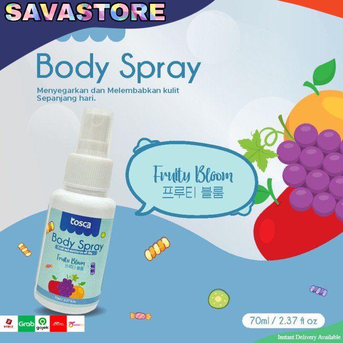 TOSCA Body Spray Fresh And Moisturize All Day Spray Pengharum Badan  untuk semua usia - Hilangkan Bau Badan - Harumkan Tubuh - Non Alkohol
