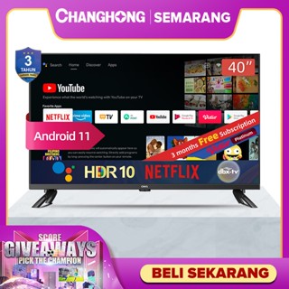 CHiQ 40 Inch Android 11 Frameless Smart Digital LED TV (L40G7P) FHD TV-WiFi-Netflix-Youtube