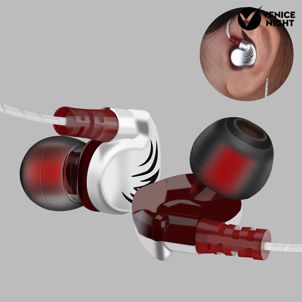 (VNEP) (Berkabel) V11 Earphone In-ear Mega Bass 3.5mm Sport Stereo Gaming Earbud dengan Mikrofon untuk Luar Ruangan