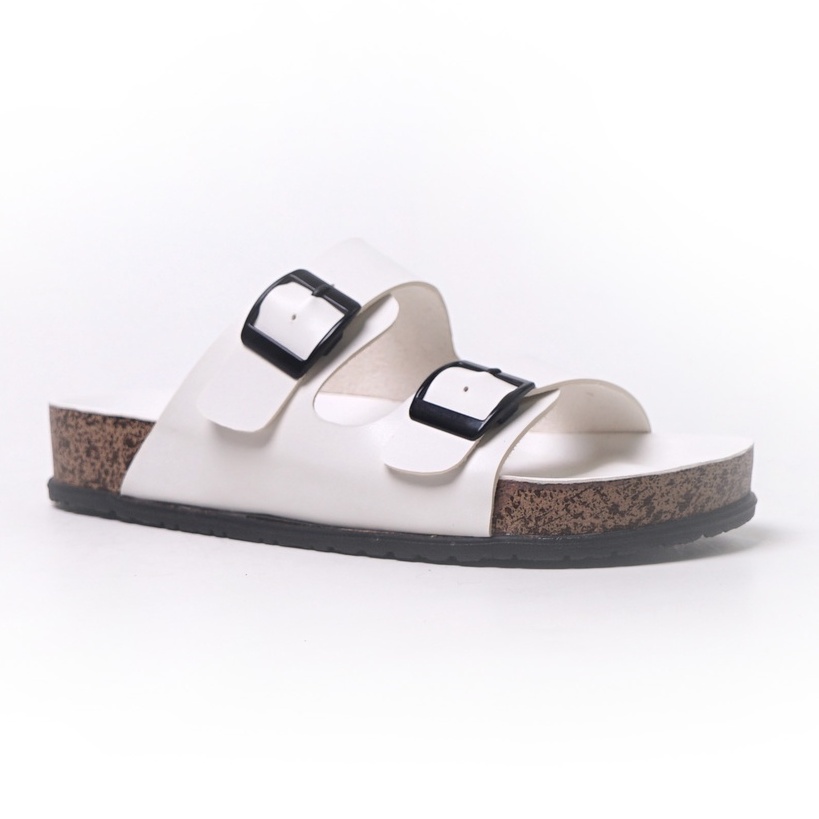 SARASARA YUK - Sandal Wanita Slop Casual Model Birken Sol Puyuh SARA SARA JINNY ALL COLOR Sendal Cewek Kulit Santai Strap Gesper dua Empuk Size 36 37 38 39 40 Warna Black Hitam Putih Selop Anti Slip Premium Original Terbaru Shoes ORI Mall Official Store