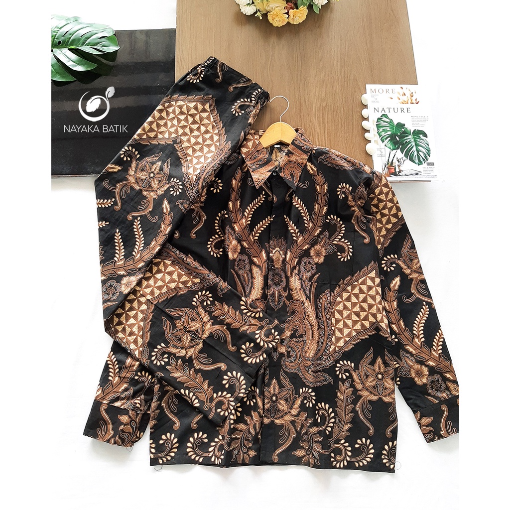 NAYAKA BATIK - Batik Couple Kemeja dan Rok Batik Wanita Valencia Lemah Teles Baju Couple Pasangan Kebaya Modern Bahan Katun Prima Halus M L XL