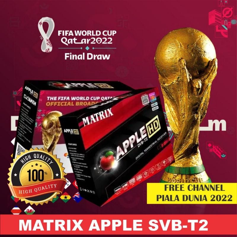 [ LSC ] STB Free Box Matrik Apple Kuning Set Top Box TV Digital DVB T2 Matrix STB Generasi Terbaru