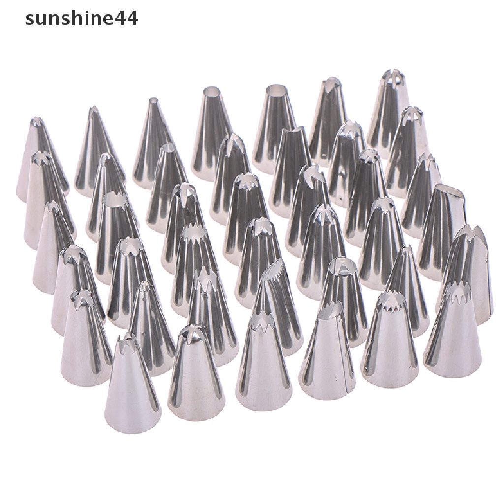 Sunshine 42Pcs / Set Ujung Mulut Pipa Icing Bahan Stainless Steel Ukuran Besar