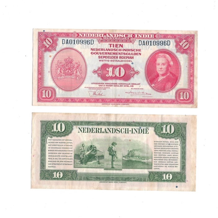 Uang kuno Indonesia 10 Gulden 1943 Seri NICA