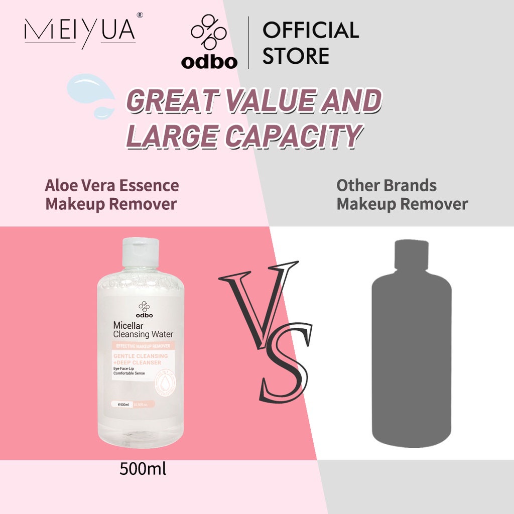 Odbo [BPOM] Micellar Cleansing water Aloe Vera makeup Removal moisturzing micellar micellar water 100ml/300ml/500ml cleansing water penghapus makeup pembersih make up Micelar water kulit sensitif