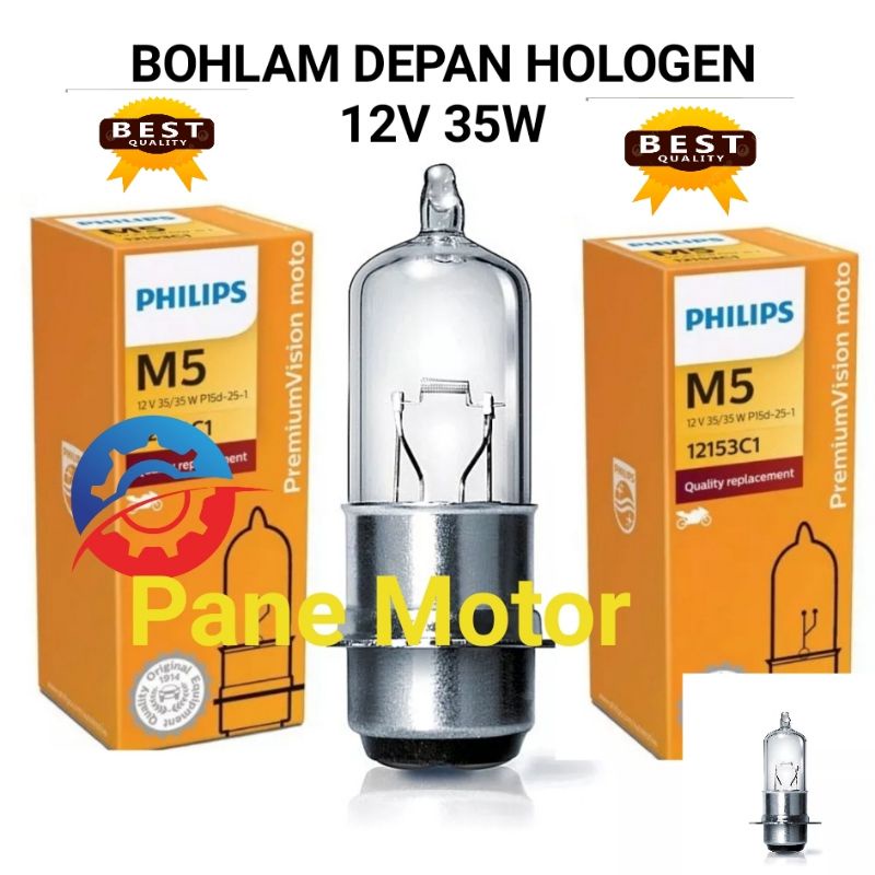 LAMPU DEPAN MOTOR BOHLAM HOLOGEN M5 12V 35W PHILIPS ORI PREMIUM VISION JUPITER Z LAMA JUPITER Z BURH