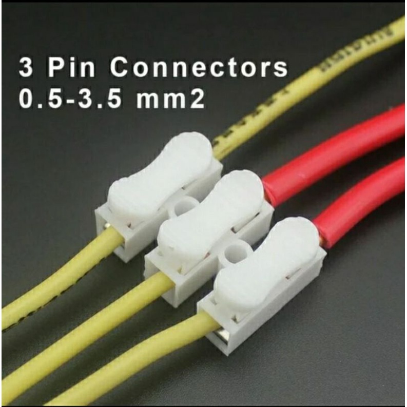 Quick conektor 3pin soket penyambung kabel conektor model tekan jual per/100pcs