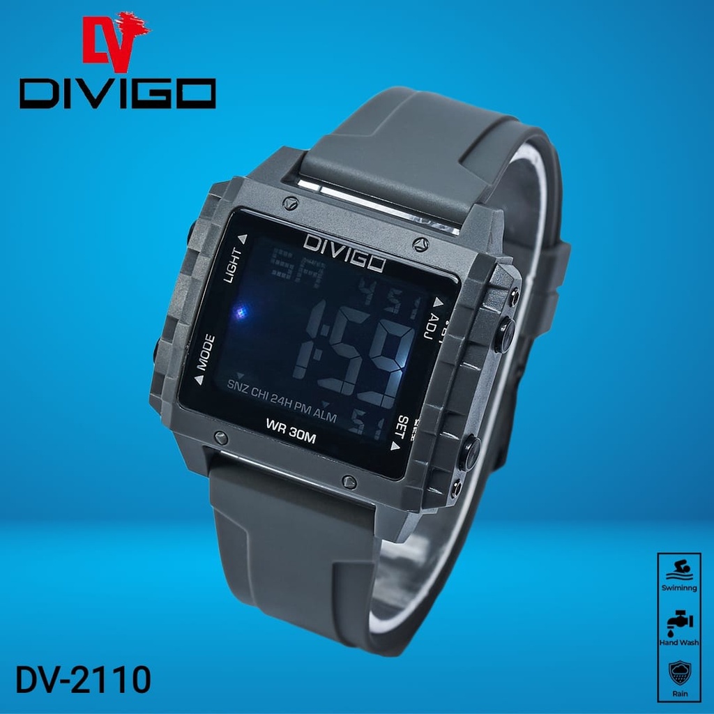 [DGS] Jam tangan digital Wanita/pria DIVIGO Digital Original DV-2110 Water Resistant 3ATM