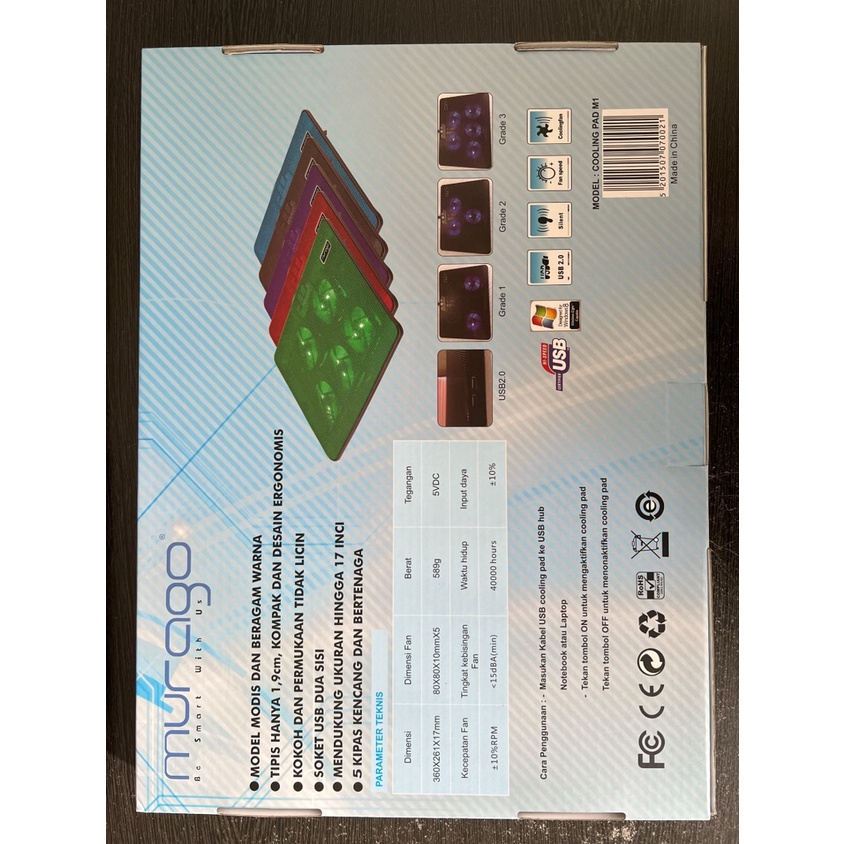 Cooling Pad Laptop Murago M1 Kipas Fan Pendingin Notebook