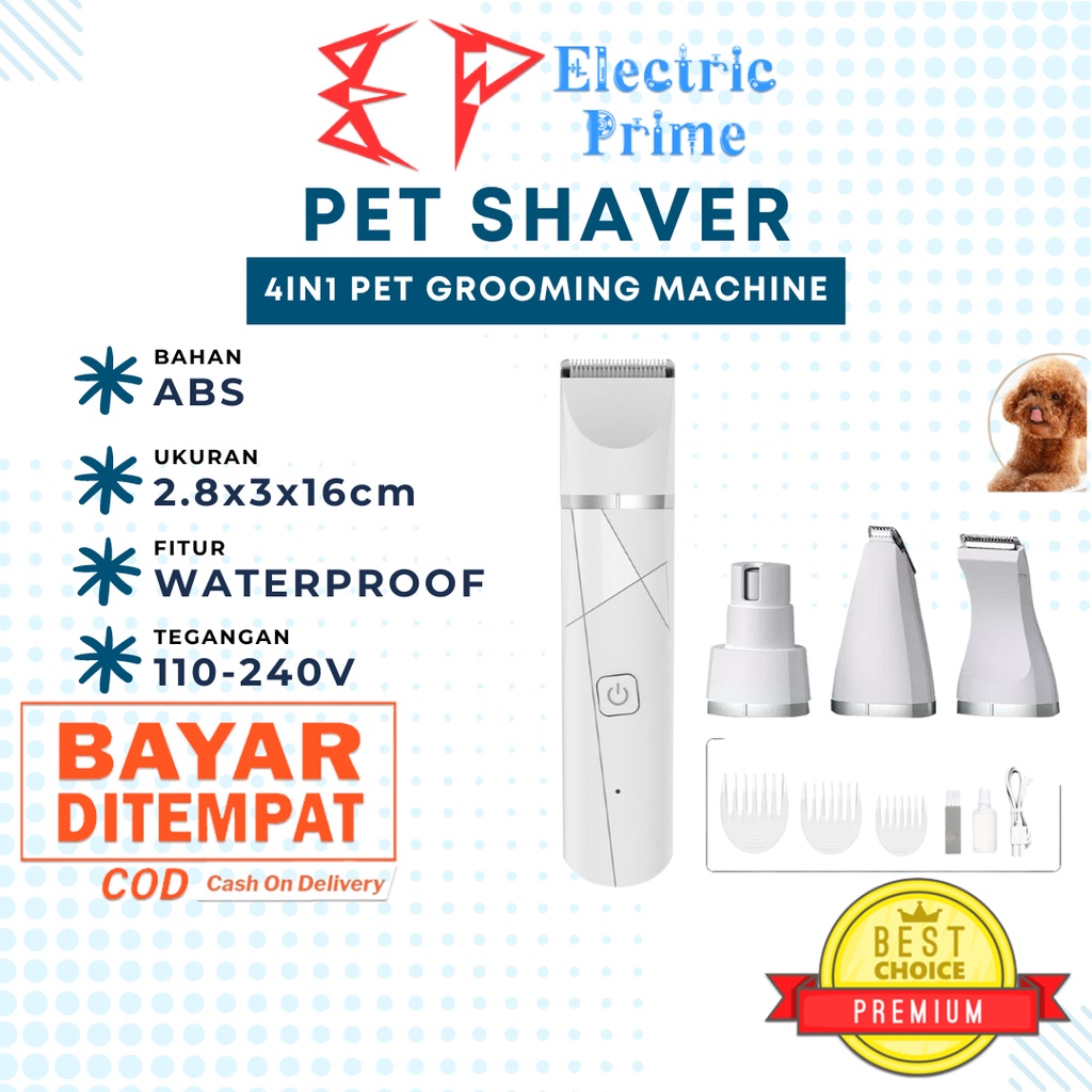 Alat Pencukur Bulu Hewan Peliharaan Pet Clipper Shaving Electric 4in1 Pemangkas Rambut Anjing Gunting Kuku Kucing Manicure Pedicure Polished Machine Shaver