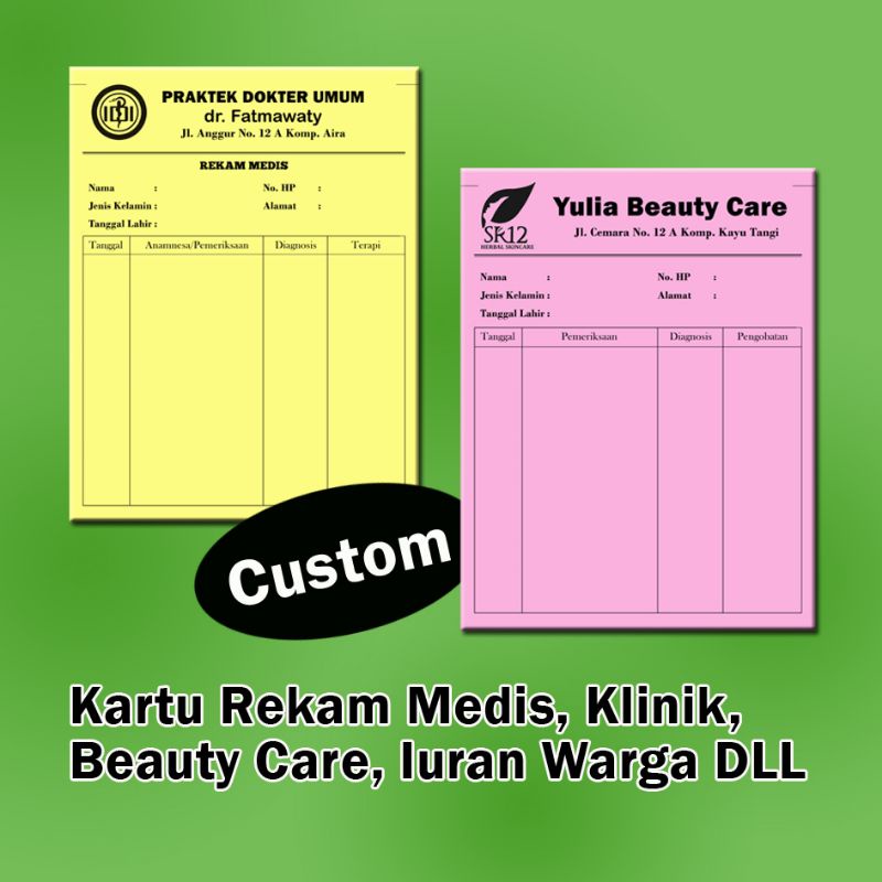 

Kartu RM/klinik/salon kecantikan dll