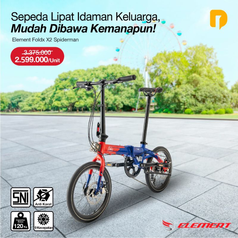 Element Sepeda Lipat Fold X2 Spiderman