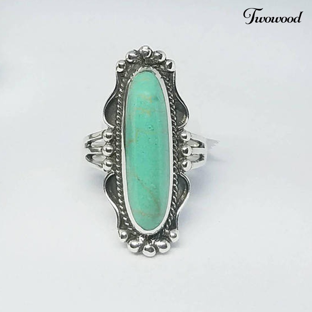 Cincin Turquoise Gaya Vintage Untuk Wanita