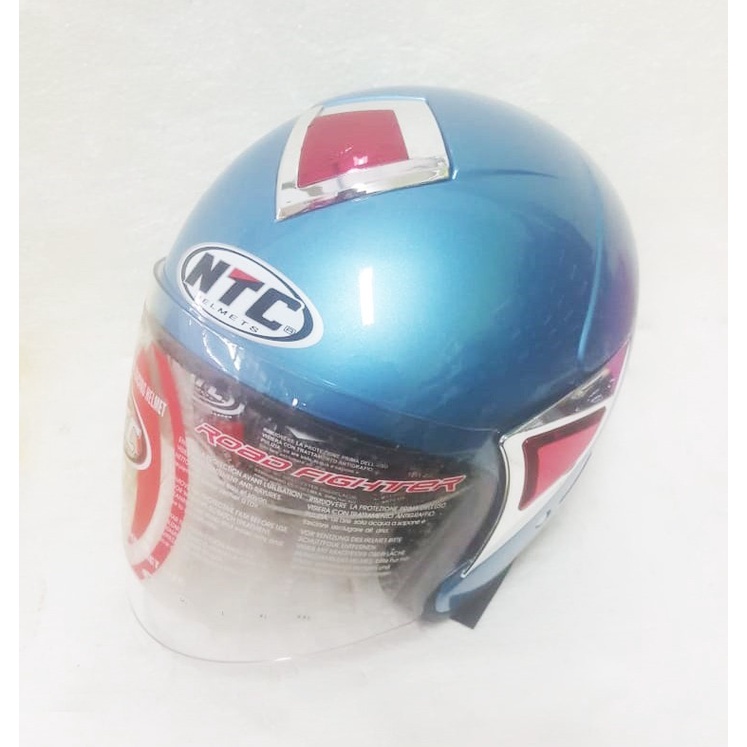 Jual Helm Ntc Double Visor Half Face Clear Visor Blue Chrome Sni Shopee Indonesia