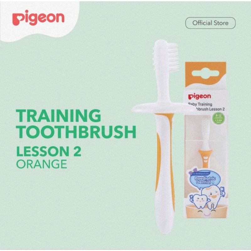 Pigeon Training Toothbrush Lesson 2 (Usia 8-12  Bulan) - Sikat Gigi Bayi &amp; Anak