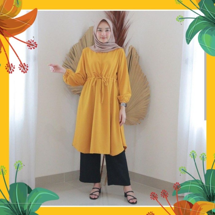 Baju tunik Wanita WKBHETA Atasan remaja muslim model Murah terbaru - Mustard, L P7O2 TERBARU TERMURAH BEST SELLER Kekinian batik tunik atasan wanita korean ELEGAN VIRAL kemeja tunik wanita atasan tunik kaos tunik wanita EXCLUSIVE baju tunik wanita MURAH