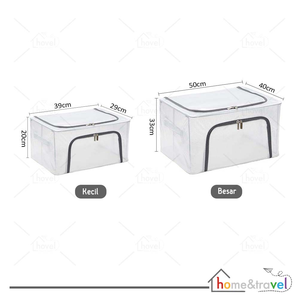 HOVELSHOP Storage Box Organizer Double ZIpper Frame Baja Waterproof Tempat Baju Mainan Selimut  24 66 Liters