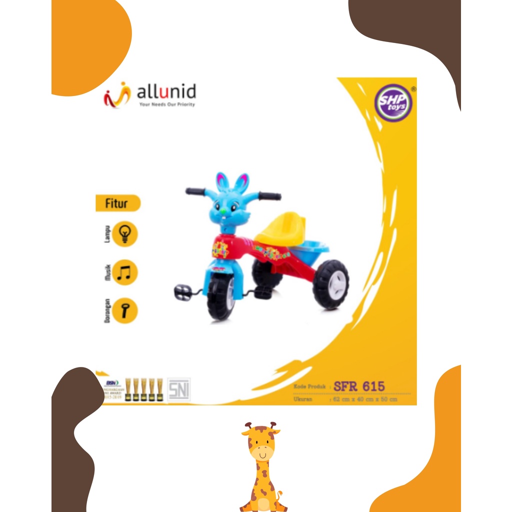Mainan Anak Sepeda Roda Tiga Tricycle SFR 615 - SHP Toys