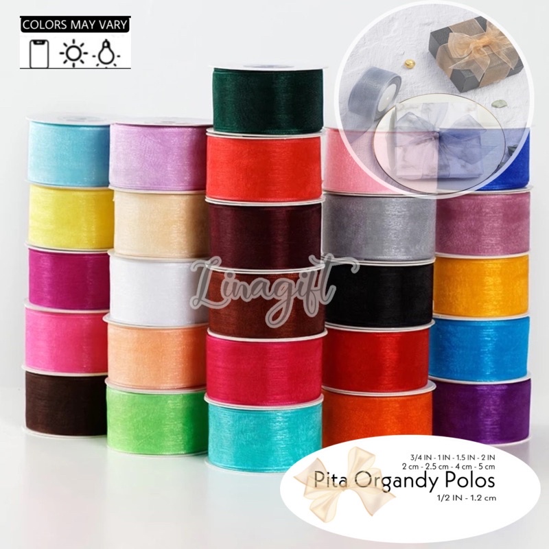 ( 3 Meter ) SILK ORGANDY GIFT RIBBON POLOS 40MM - PITA KADO ORGANDI 1.5 IN ( 4CM ) - 11/2 INCH
