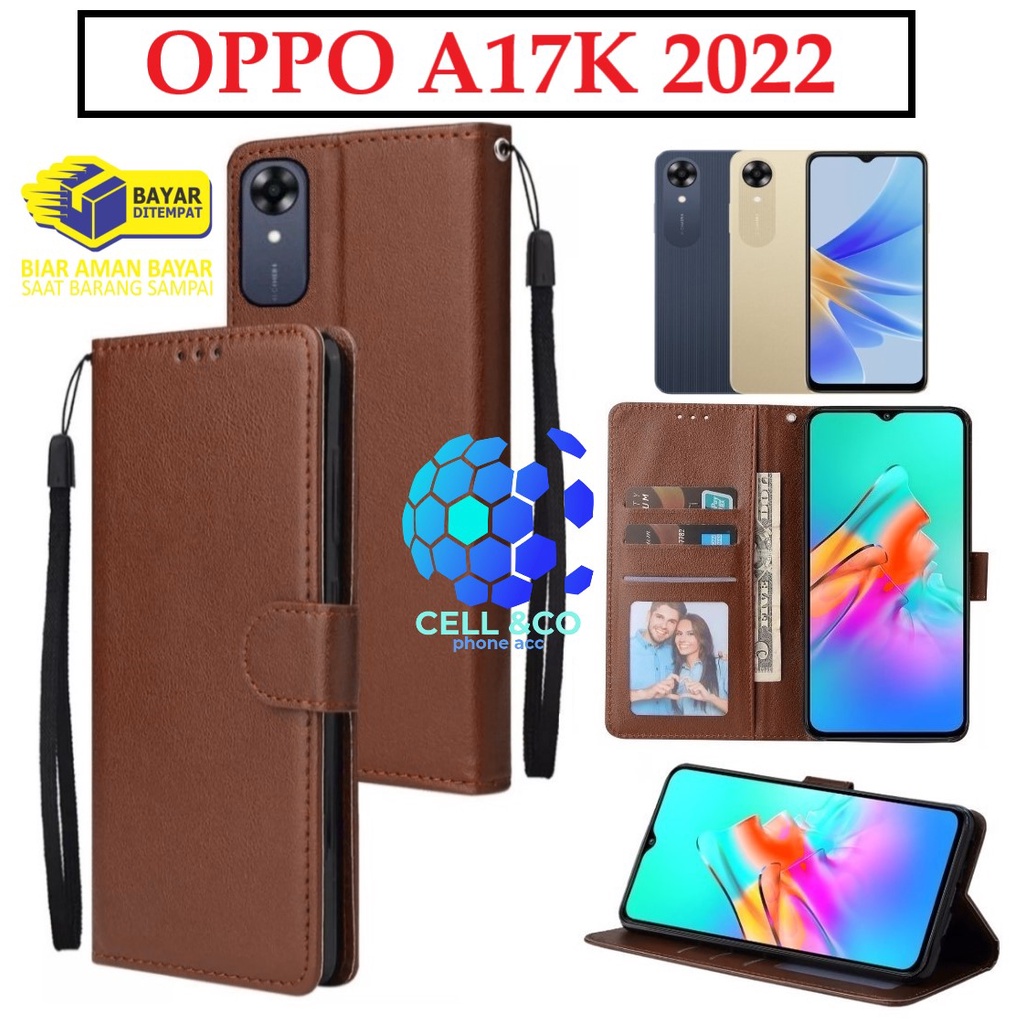 Flip cover NEW OPPO A17K 2022 TERBARU Flip case buka tutup kesing hp casing flip case leather wallet